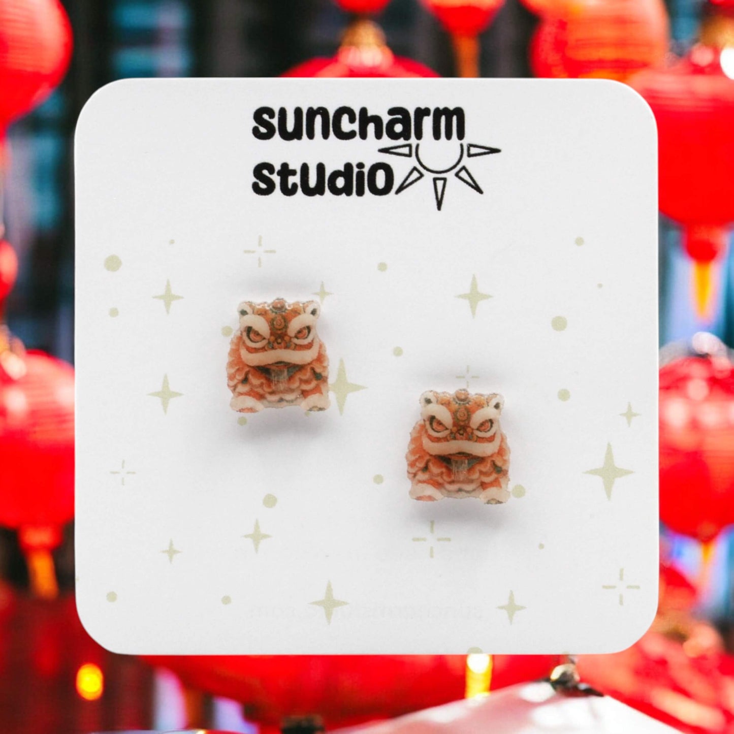 Chinese Lion Dance Earrings