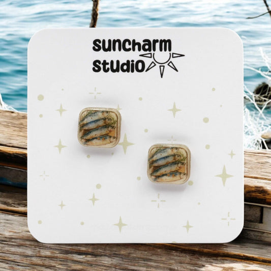 Canned Sardine Square Earrings